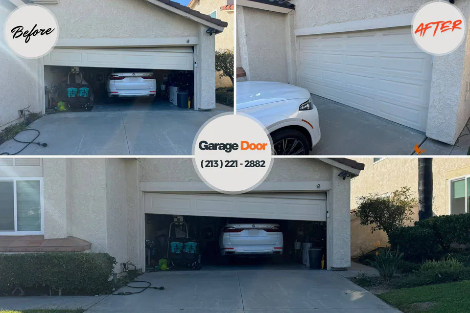 Before and after: garage door repair Saco, ME